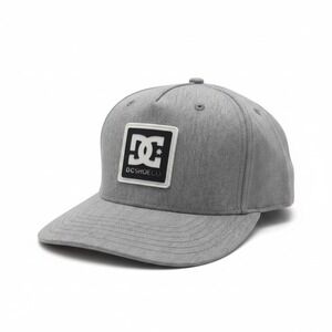 DC Shoes Snapback Hat Heather Grey Rubber Logo Patch Adjustable Skate Cap NEW